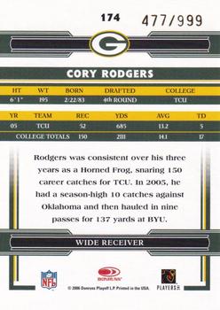 2006 Donruss Threads #174 Cory Rodgers Back