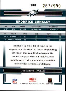 2006 Donruss Threads #188 Brodrick Bunkley Back