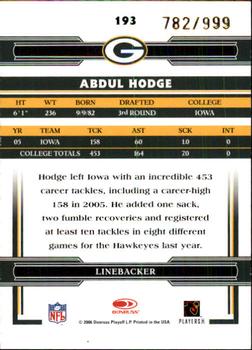 2006 Donruss Threads #193 Abdul Hodge Back