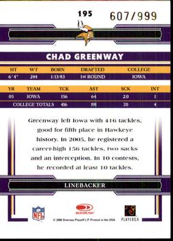 2006 Donruss Threads #195 Chad Greenway Back