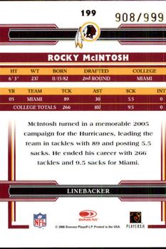 2006 Donruss Threads #199 Rocky McIntosh Back