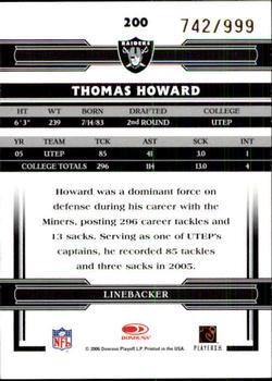 2006 Donruss Threads #200 Thomas Howard Back