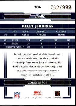2006 Donruss Threads #206 Kelly Jennings Back