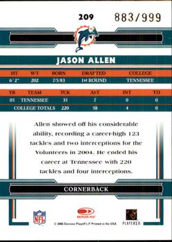 2006 Donruss Threads #209 Jason Allen Back