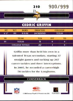 2006 Donruss Threads #210 Cedric Griffin Back