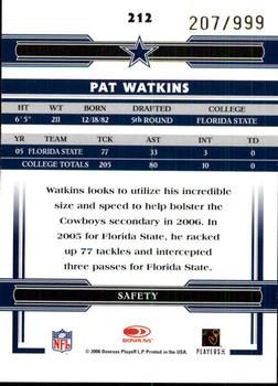 2006 Donruss Threads #212 Pat Watkins Back