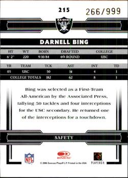 2006 Donruss Threads #215 Darnell Bing Back