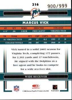 2006 Donruss Threads #216 Marcus Vick Back