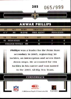 2006 Donruss Threads #285 Anwar Phillips Back