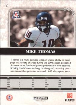 2009 Press Pass Legends - Gold #2 Mike Thomas Back