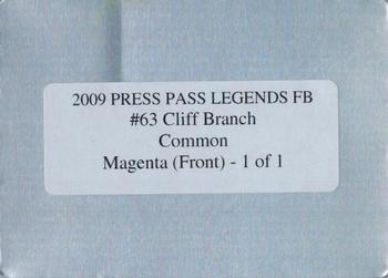 2009 Press Pass Legends - Printing Plates Magenta #63 Cliff Branch Back