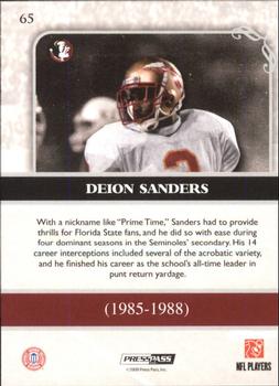 2009 Press Pass Legends - Red #65 Deion Sanders Back