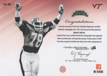 2009 Press Pass Legends - Saturday Signatures #SS-BS Bruce Smith Back