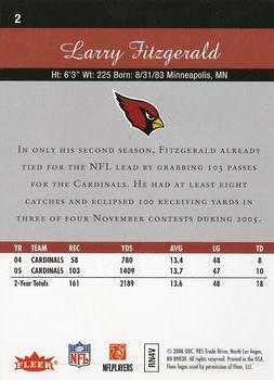 2006 Flair Showcase #2 Larry Fitzgerald Back