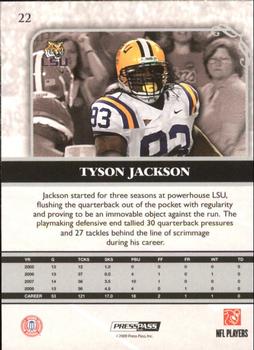 2009 Press Pass Legends - Silver Holofoil #22 Tyson Jackson Back