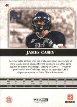 2009 Press Pass Legends - Silver Holofoil #40 James Casey Back
