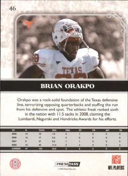 2009 Press Pass Legends - Silver Holofoil #46 Brian Orakpo Back