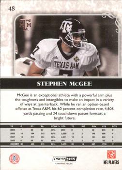 2009 Press Pass Legends - Silver Holofoil #48 Stephen McGee Back