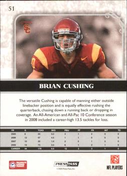 2009 Press Pass Legends - Silver Holofoil #51 Brian Cushing Back