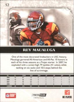 2009 Press Pass Legends - Silver Holofoil #52 Rey Maualuga Back