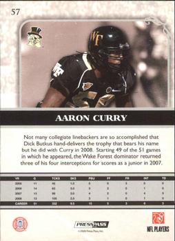 2009 Press Pass Legends - Silver Holofoil #57 Aaron Curry Back