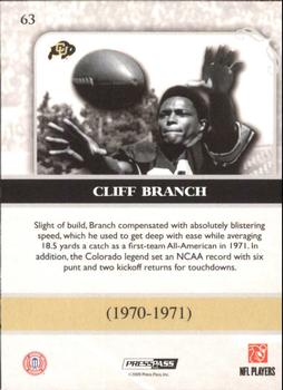 2009 Press Pass Legends - Silver Holofoil #63 Cliff Branch Back