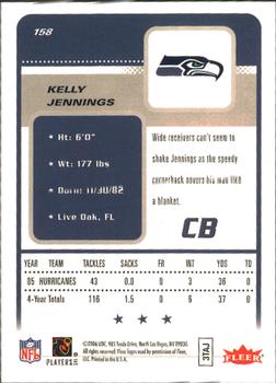 2006 Fleer #158 Kelly Jennings Back