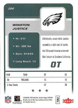 2006 Fleer #200 Winston Justice Back
