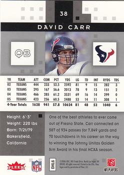 2006 Fleer Hot Prospects #38 David Carr Back