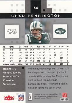 2006 Fleer Hot Prospects #66 Chad Pennington Back