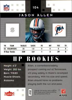 2006 Fleer Hot Prospects #104 Jason Allen Back