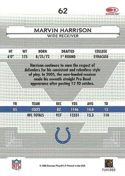2006 Leaf Certified Materials #62 Marvin Harrison Back