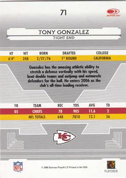 2006 Leaf Certified Materials #71 Tony Gonzalez Back
