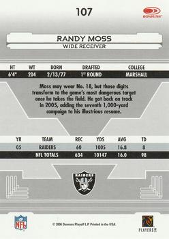 2006 Leaf Certified Materials #107 Randy Moss Back