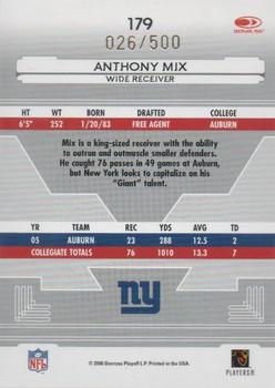 2006 Leaf Certified Materials #179 Anthony Mix Back