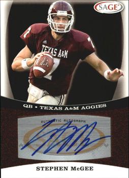2009 SAGE - Autographs Red #A34 Stephen McGee Front