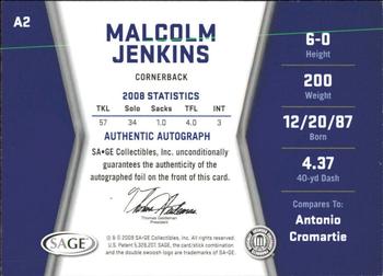 2009 SAGE HIT - Autographs #A2 Malcolm Jenkins Back