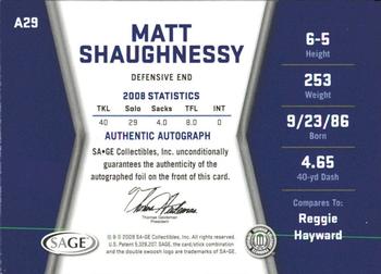 2009 SAGE HIT - Autographs #A29 Matt Shaughnessy Back