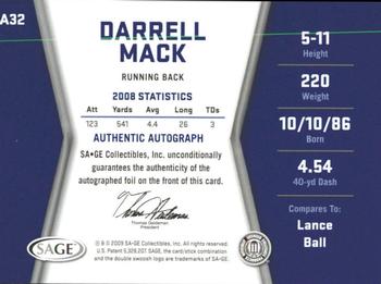 2009 SAGE HIT - Autographs #A32 Darrell Mack Back