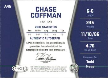 2009 SAGE HIT - Autographs #A45 Chase Coffman Back