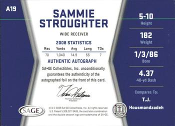 2009 SAGE HIT - Autographs Gold #A19 Sammie Stroughter Back