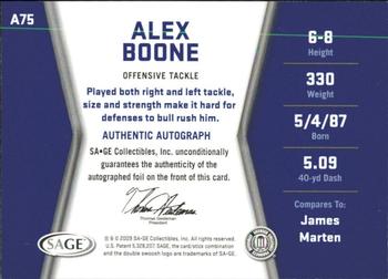 2009 SAGE HIT - Autographs Gold #A75 Alex Boone Back