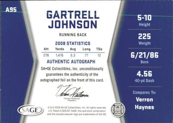 2009 SAGE HIT - Autographs Gold #A95 Gartrell Johnson Back