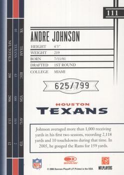 2006 Leaf Limited #111 Andre Johnson Back