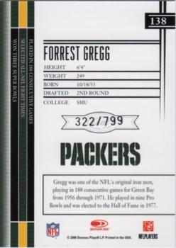 2006 Leaf Limited #138 Forrest Gregg Back