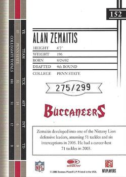 2006 Leaf Limited #152 Alan Zemaitis Back