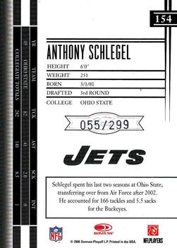 2006 Leaf Limited #154 Anthony Schlegel Back