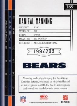 2006 Leaf Limited #169 Danieal Manning Back