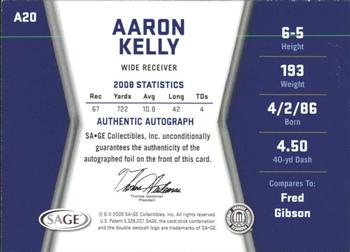 2009 SAGE HIT - Autographs Silver #A20 Aaron Kelly Back