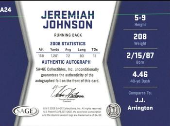 2009 SAGE HIT - Autographs Silver #A24 Jeremiah Johnson Back